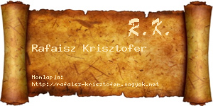 Rafaisz Krisztofer névjegykártya